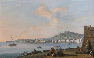 从胭脂红城堡一角看那不勒斯 Naples View From The Corner Of Castello Del Carmine (1785)，萨维里奥德拉加塔