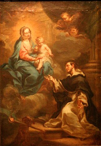 圣母将玫瑰经送给圣多米尼克 La Vierge Remettant Le Rosaire À Saint Dominique，塞巴斯蒂亚诺·孔卡