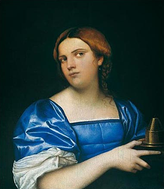 年轻女子作为智慧处女的肖像 Portrait of a Young Woman as a Wise Virgin (c.1510)，塞巴斯蒂亚诺·德尔·皮翁博