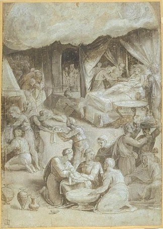 圣母的诞生 The Birth of the Virgin (c.1530)，塞巴斯蒂亚诺·德尔·皮翁博
