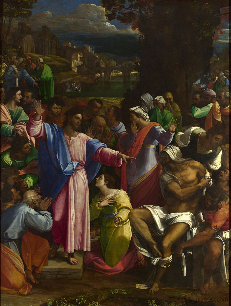 拉撒路的复活 The Raising of Lazarus (1517)，塞巴斯蒂亚诺·德尔·皮翁博