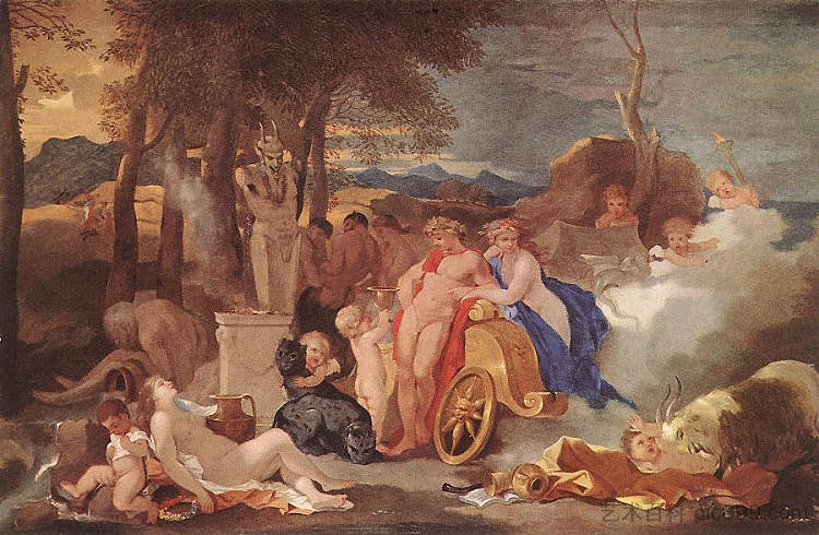 巴克斯和谷神星与若虫和色狼 Bacchus and Ceres with Nymphs and Satyrs (1640),塞巴斯蒂安·布尔东
