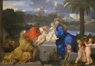 圣家庭与圣伊丽莎白和婴儿施洗约翰 The Holy Family with Saints Elizabeth and the Infant John the Baptist (1665)，塞巴斯蒂安·布尔东