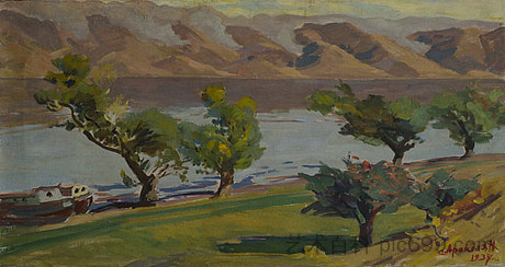 从塞万岛眺望 View from the Sevan island (1937; Sevan,Armenia  )，赛拉德拉克