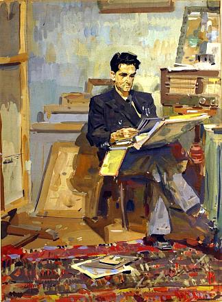 艺术家康斯坦丁·扎鲁巴的肖像 Portrait of the Artist Konstantin Zaruba (1947)，塞尔吉格里格里夫