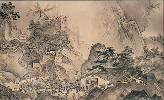 四季景观（春天？ Landscape of Four Seasons (Spring?) (1486)，雪舟