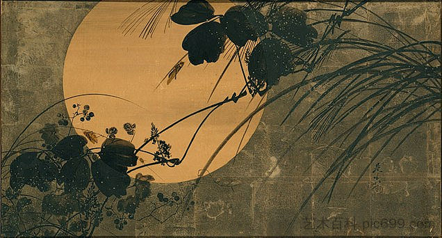 月光下的秋草 Autumn Grasses in Moonlight (1872)，柴田是真