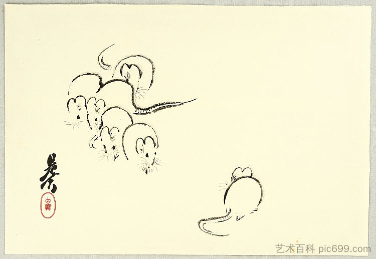 白鼠 White Rats (1890)，柴田是真