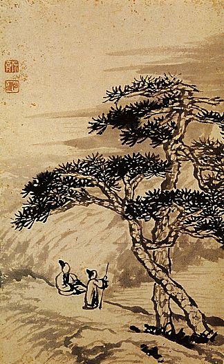 虚空边缘的对话 Conversation at the edge of the void (1698)，石涛