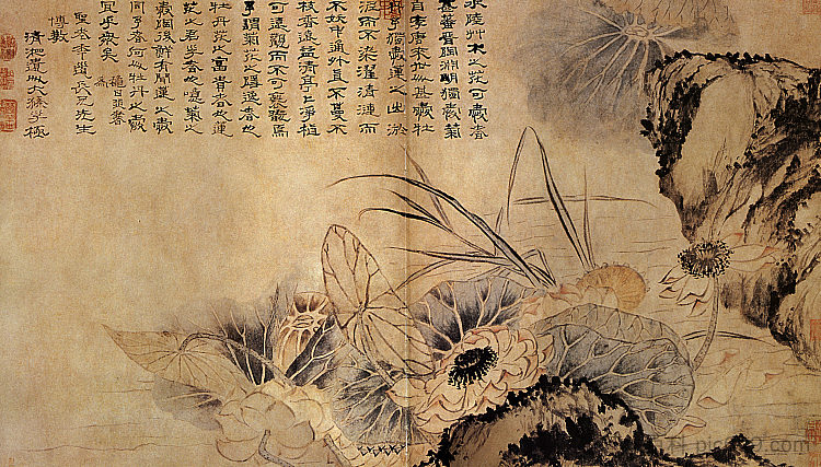 在荷花池上 On the Lotus Pond (1656 - 1707)，石涛