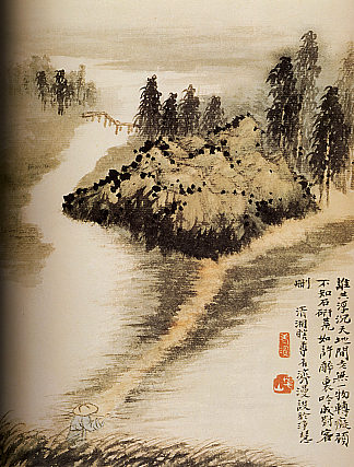 在水的另一边 On the other side of the water (1694)，石涛