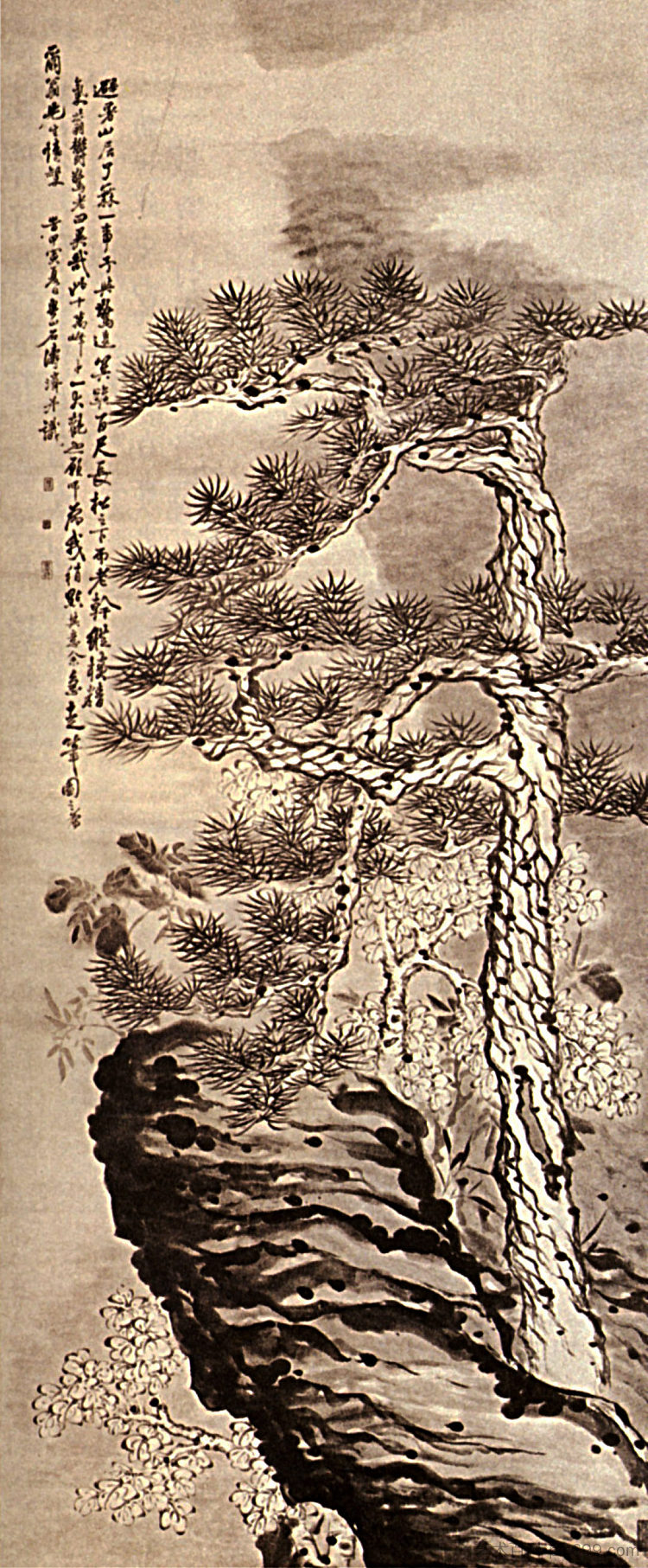 钉在悬崖上 Pin on the Cliff (1656 - 1707)，石涛