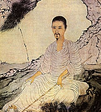 自画像，以及一根别针和一根竹子 Self-portrait, along with a pin and a bamboo (1674)，石涛