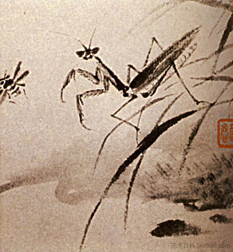 昆虫、螳螂的研究 Studies of Insects, Mantises (1656 - 1707)，石涛