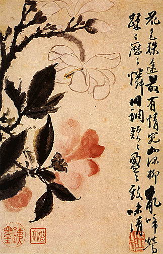 对话中的两朵花 Two flowers in conversation (1694)，石涛