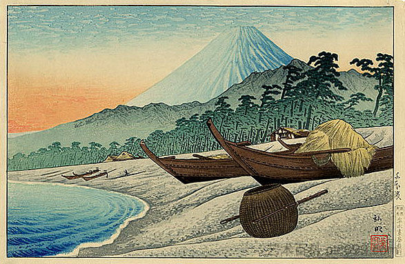 千本海滩的富士山 Fuji from Senbon Beach (1929)，高桥松亭