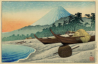 千本海滩的富士山 Fuji from Senbon Beach (1929)，高桥松亭