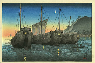 稻取湾的帆船 Junks in Inatori Bay (1926)，高桥松亭