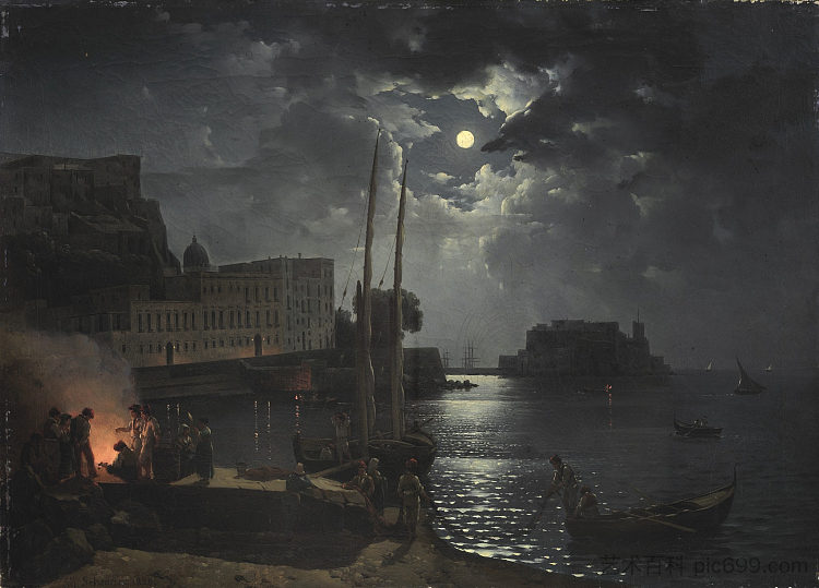 那不勒斯的月夜 Moonlit night in Naples (1828)，西尔维斯特·谢德林