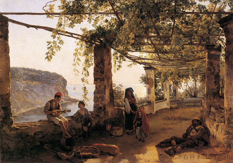 索伦托露台 Terrace at Sorrento (1826)，西尔维斯特·谢德林