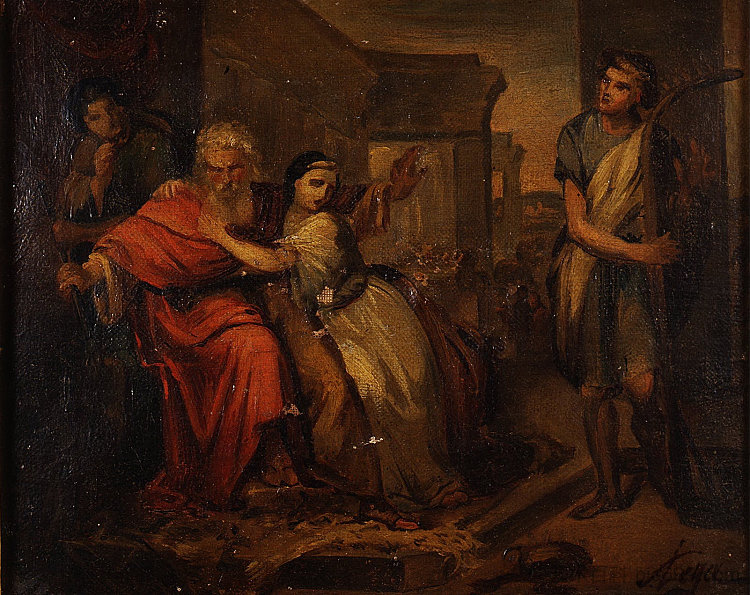 大卫用竖琴平息扫罗的愤怒(预备草图) David calming Saul's fury with the harp (Preparatory sketch) (1852),西尔维斯特联赛