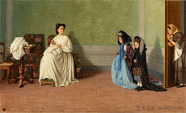 两个小女孩扮演女士 Two little girls playing ladies (1865)，西尔维斯特联赛