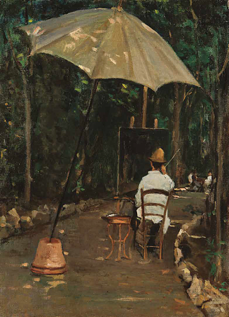 画家托马西在花园里画画 The painter Tommasi painting in the garden (1885)，西尔维斯特联赛