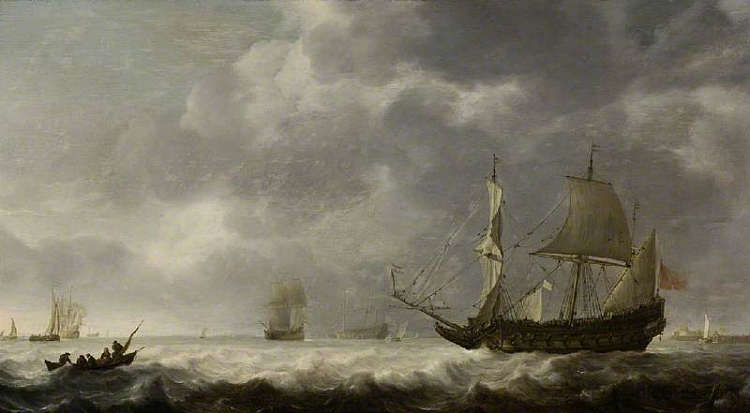 荷兰港口附近的微风 A Breeze near a Dutch Port (c.1640)，西蒙·德·弗利格