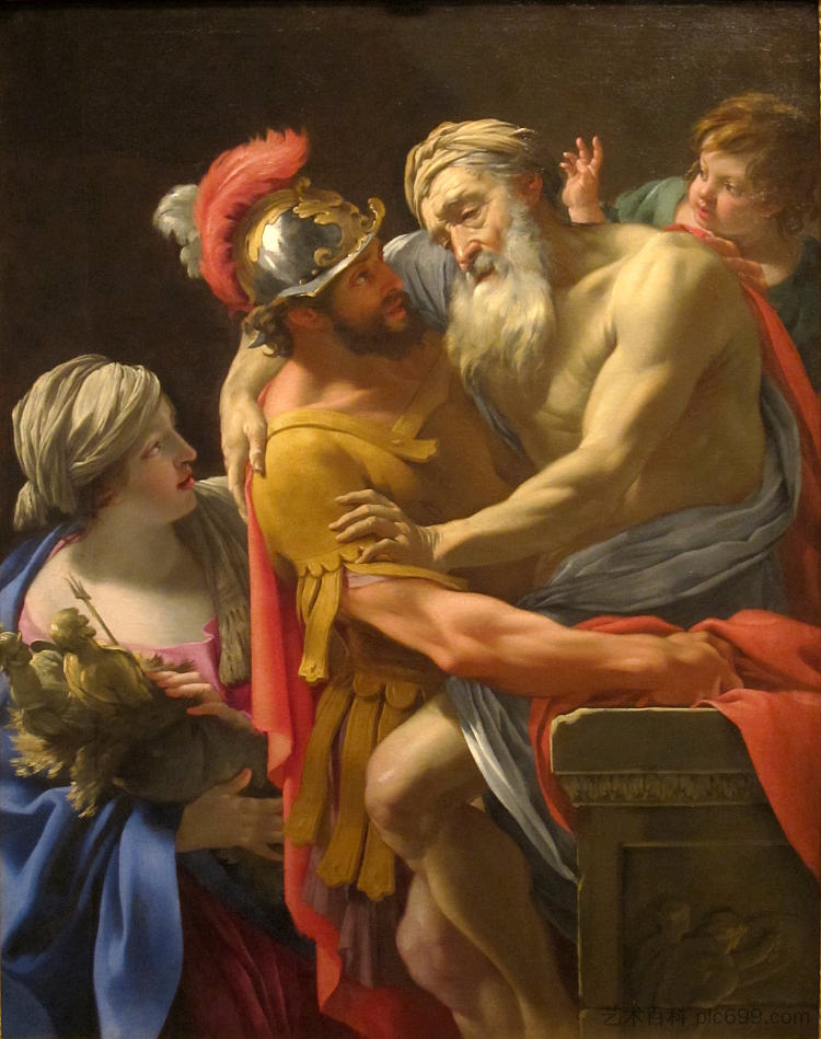 埃涅阿斯和他的法赫逃离特洛伊 Aeneas and His Faher Fleeing Troy (c.1635)，西蒙·沃埃