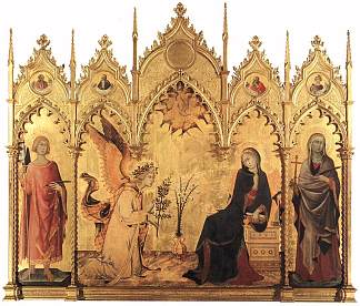 与圣玛格丽特和圣安萨努斯的天使报喜 The Annunciation with St. Margaret and St. Ansanus (1333)，西蒙·马丁尼