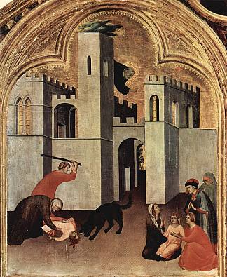奥古斯丁·诺维洛袭击和救出的孩子的奇迹 The Miracle of the Child Attacked and Rescued by Augustine Novello (1328)，西蒙·马丁尼