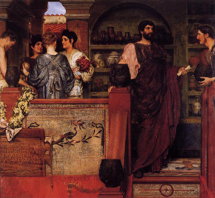 哈德良参观罗马诺英国陶器 Hadrian Visiting a Romano British Pottery (1884),劳伦斯·阿尔玛·塔德玛