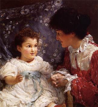 乔治·刘易斯夫人和她的女儿伊丽莎白 Mrs George Lewis and Her Daughter Elizabeth (1899)，劳伦斯·阿尔玛·塔德玛