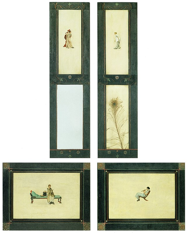 阿拉木图橱柜中的面板 Panels from Alma-Tadema's Cupboard，劳伦斯·阿尔玛·塔德玛