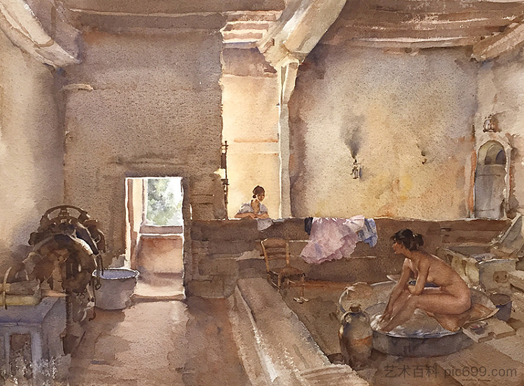 城堡浴场,马奎利(帕梅拉浴场) The Chateau Bath, Equilly (Paméla Bathing),威廉罗素弗林特