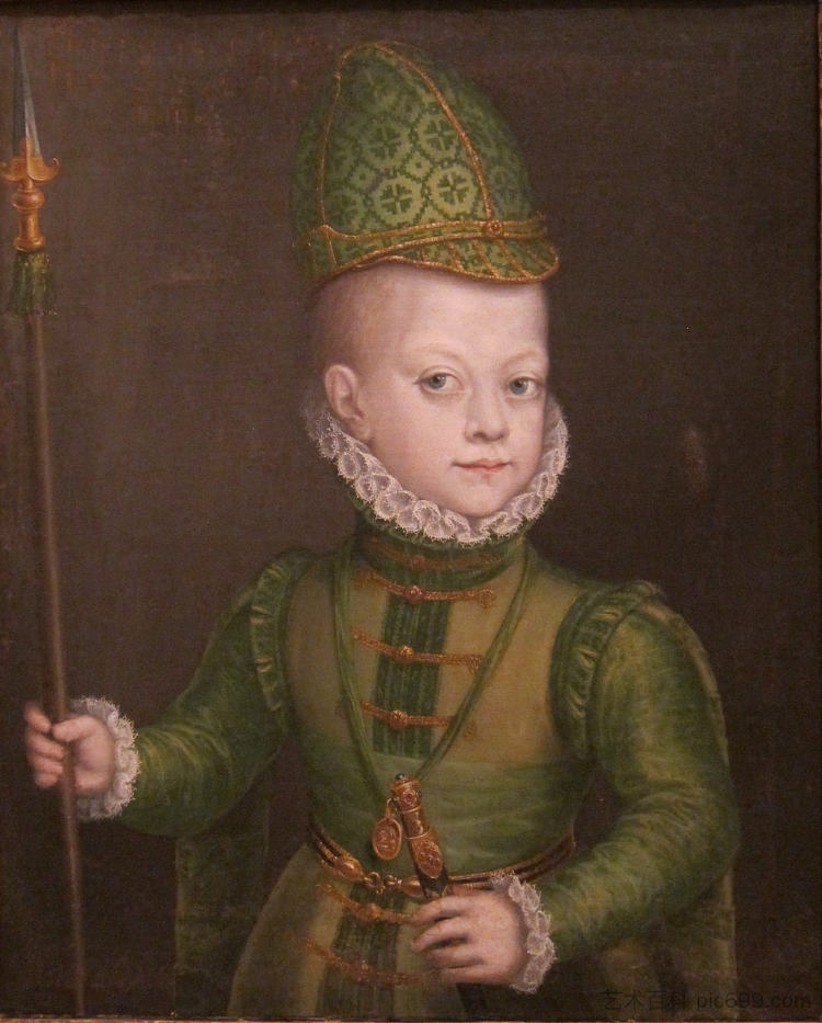 西班牙宫廷中一个男孩的肖像 Portrait of a Boy at the Spanish Court (1570)，索福尼斯巴·安圭索拉