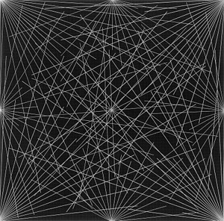从角落、侧面和中心到网格上的点的线条 Lines From Corners, Sides & the Centre, to Points on a Grid (1977)，索尔·勒维特