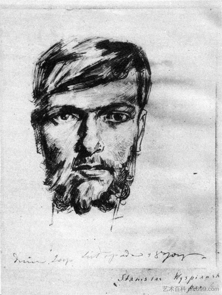 自画像 Self-portrait (1890)，斯坦尼斯拉夫·维斯皮安斯基