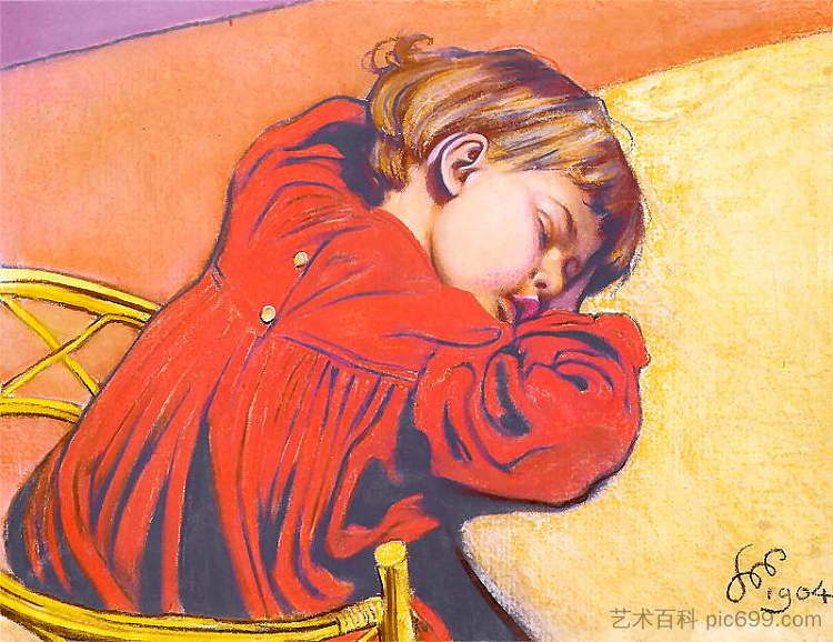 睡眠状态 Sleeping Staś (1904; Poland ),斯坦尼斯拉夫·维斯皮安斯基