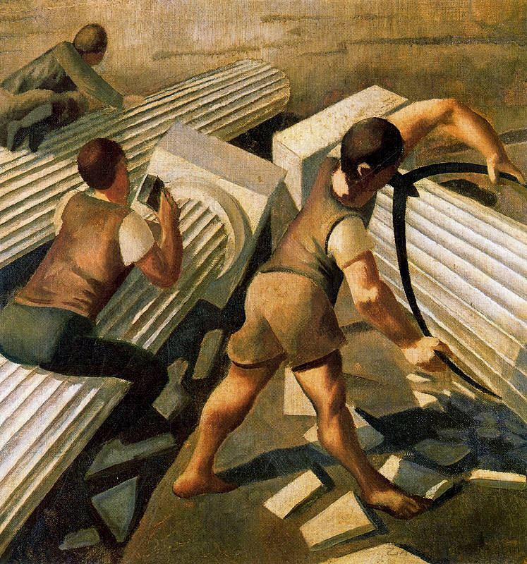 为巴别塔制作柱子 Making Columns For The Tower Of Babel (1933)，斯坦利·斯宾塞