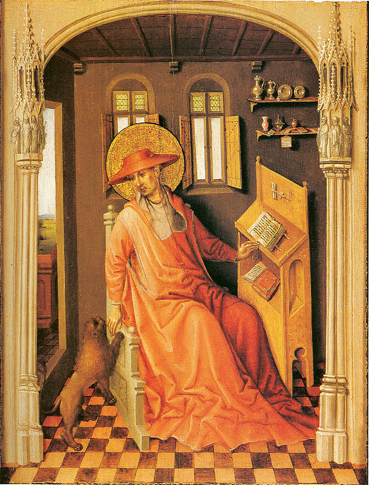 圣杰罗姆在他的书房里 Saint Jérôme Dans Son Cabinet D'étude (c.1435)，斯特凡·洛赫纳