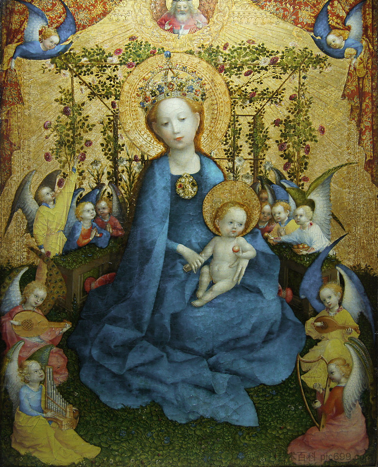 玫瑰鲍尔的麦当娜 Madonna of the Rose Bower (c.1440 - c.1442)，斯特凡·洛赫纳