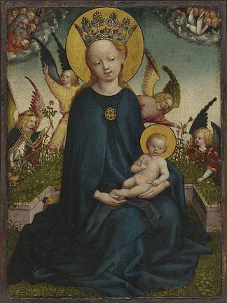 玛丽与婴儿耶稣在草坪长椅前 Maria mit dem Jesuskind vor der Rasenbank (c.1440)，斯特凡·洛赫纳