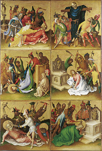 十二使徒殉道（科隆圣使徒教堂祭坛画，右翼） Martyrdom of the Twelve Apostles (Altarpiece for the Church of the Holy Apostles in Cologne, right wing) (c.1435)，斯特凡·洛赫纳