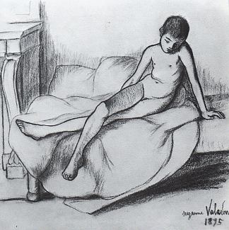 乌特里洛裸体坐在沙发上 Utrillo Nude Sitting on a Couch (1895; Paris,France                     )，苏珊娜·瓦拉东