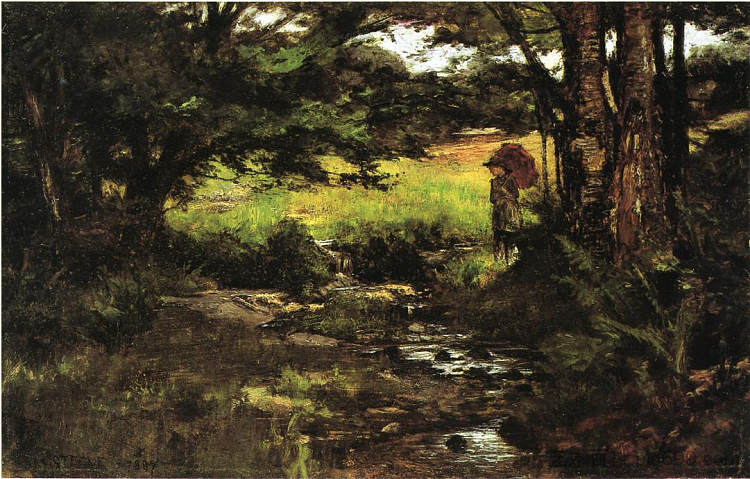 布鲁克在树林 Brook in Woods (1887)，T·C·斯蒂尔