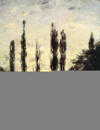 傍晚，白杨树 Evening, Poplars (1885)，T·C·斯蒂尔