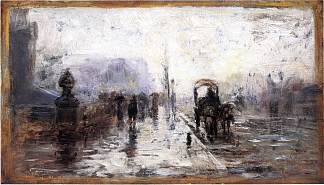 街景与马车 Street Scene with Carriage (c.1894)，T·C·斯蒂尔