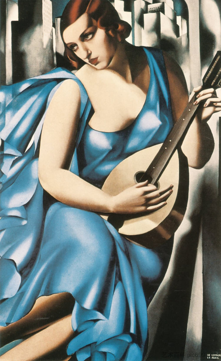 蓝色女人与吉他 Blue Woman with a Guitar (1929)，塔玛拉·德·蓝碧嘉