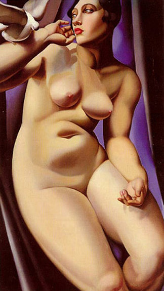 裸体与鸽子 Nude with Dove (1928)，塔玛拉·德·蓝碧嘉